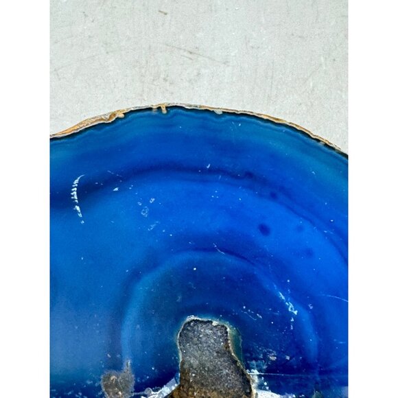 Blue Brazilian Agate Stone Half With Polished Surface & Natural Raw Edges READ - Picture 12 of 12